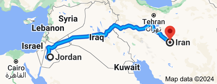 How far is Iran from Jordan