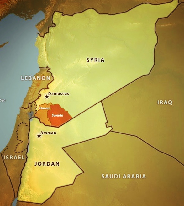 syria to jordan map